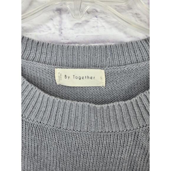 By Together women's smiley face gray yellow pullover crew cotton sweater small - Picture 7 of 7
